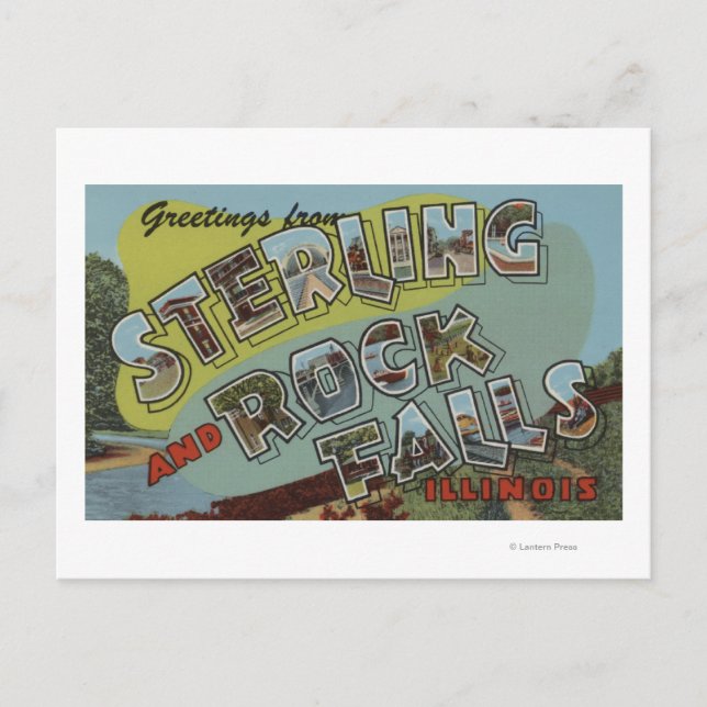 Cartão Postal Rock Falls - Cenas com Letras Grandes (Frente)
