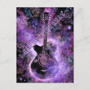 Cartão Postal Rock Guitar Musical Happy Birthday Card