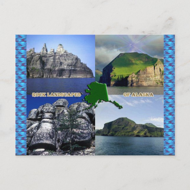 Cartão Postal Rock Landscapes da Colagem do Alasca (Frente)