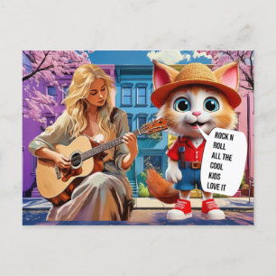 Cartão Postal Rock n roll todas as crianças legal adoram