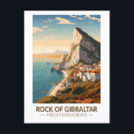 Cartão Postal Rock of Gibraltar Viagem Art Vintage<br><div class="desc">Rock of Gibraltar em um estilo de arte vetorial. O Rock de Gibraltar é um promontório monolítico de calcário localizado no território britânico de Gibraltar,  perto do sudoeste da Europa,  na Península Ibérica.</div>