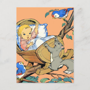 Cartão Postal Rockabye Bebê e Animais