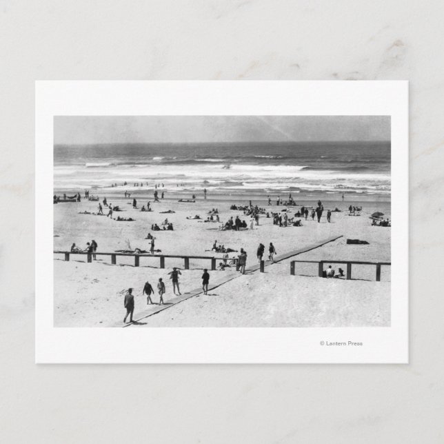 Cartão Postal Rockaway, Oregon Beach Scene Swimmers (Frente)