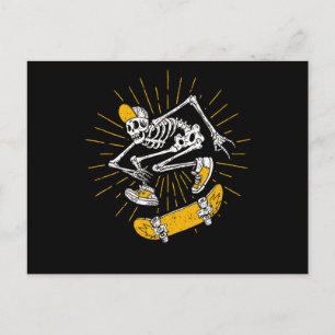 Cartão Postal Rocker Skeleton Boné Legal Halloween Punk