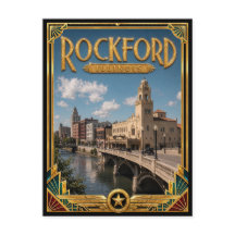 Rockford Illinois Arte Vintage Art Déco Idade Dour