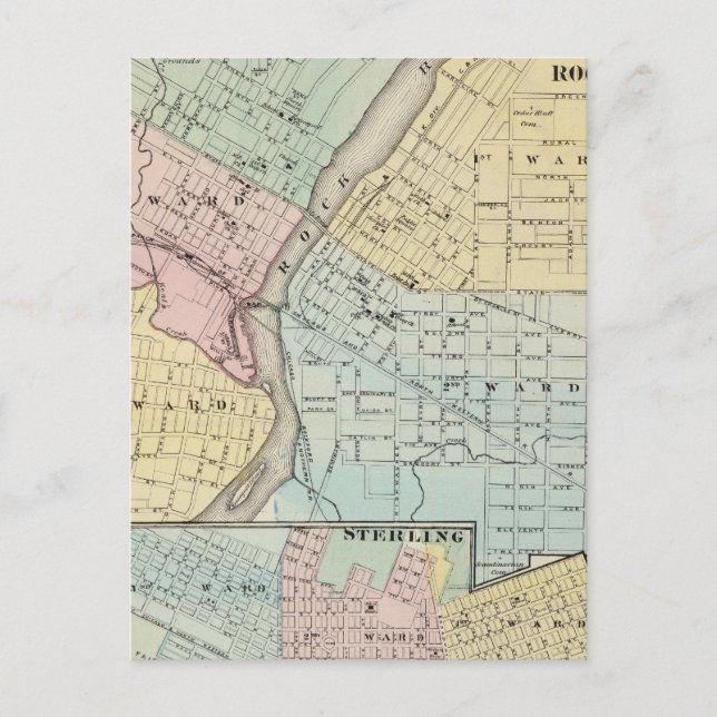 Cartão Postal Rockford, Sterling e Rock Falls (Frente)