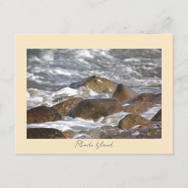Cartão Postal Rocks Waves Rhode Island Postcard (Frente)