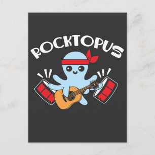 Cartão Postal Rocktopus Animal Pun Funny Octopus Sea Creator