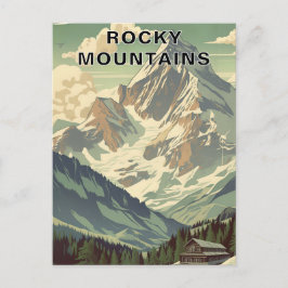 Cartão Postal Rocky Mountains Retro Travel Mountain Lodge
