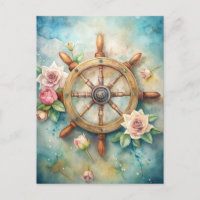 Roda de Navio Antiga Rosas Rosa Creme Oceano 