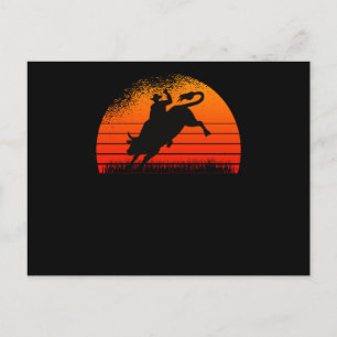 Cartão Postal Rodeo Western Cowboy Wild West Retro Bull