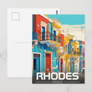 Cartão Postal Rodes, souvenir da Ilha da Grécia