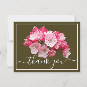Cartão Postal Rododendro Rosa/Branco Agradecimento Oliva Fundo