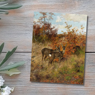 Cartão Postal Roe Deer com o Autumn Deixa a Vintage