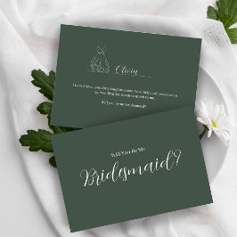 Cartão Postal ROE Dusky Green & White Simple Bridesmaid