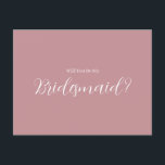 Cartão Postal Roe Pink e White Simple Bridesmaid<br><div class="desc">Feita para você!</div>