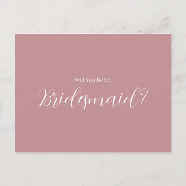 Cartão Postal Roe Pink e White Simple Bridesmaid (Verso)