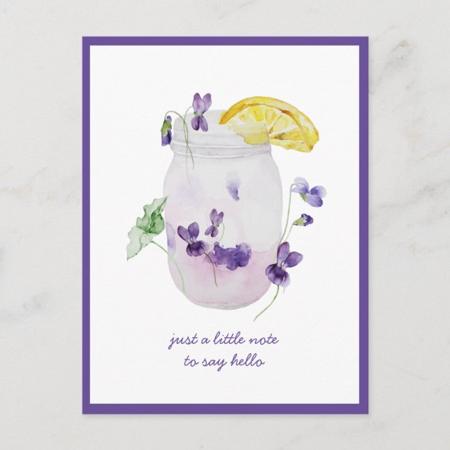 Cartão Postal Rogers-violetas, Jarra de Limonada Pensando em Voc (Frente)