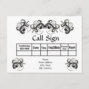 Cartão Postal Rolagem Preta com Placas QSL de aparência 3-D Dou