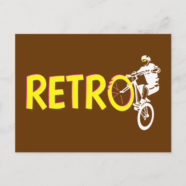 Cartão Postal Rolamento de Roda de Bicicleta Retro Mountain (Frente)