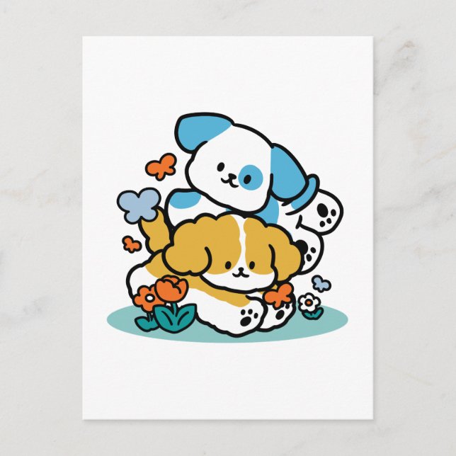 Cartão Postal Rolando Para Maio Como Pups Felizes - Cachorro Pri (Frente)