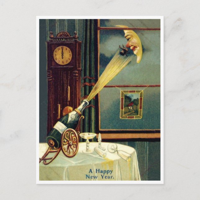 Cartão Postal Rolha de Vinho Alcançando a Lua (Frente)