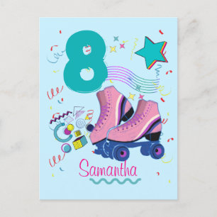 Cartão Postal Roller Skate Birthday Girl