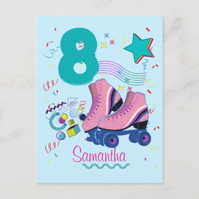 Cartão Postal Roller Skate Birthday Girl (Frente)