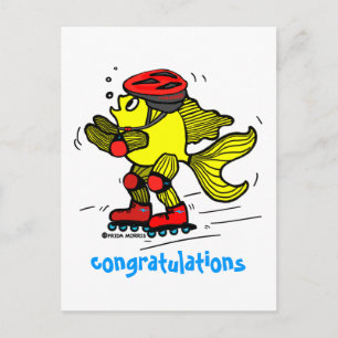 Cartão Postal Rollerblade Fish engraçada Cartografia de skate