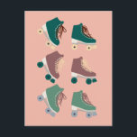 Cartão Postal Rollerskates Verdes Rosa<br><div class="desc">Cartão personalizável,  Adicione seu próprio texto à parte traseira ou frontal do cartão. Procure mais designs no meu compro ou avise-me se quiser algo personalizado.</div>