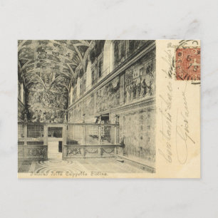 Cartão Postal Roma Antiga, 1890, Interior da Capela Sistina
