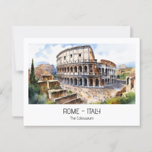 Cartão Postal Roma atrações turísticas: aquarela Colosseum