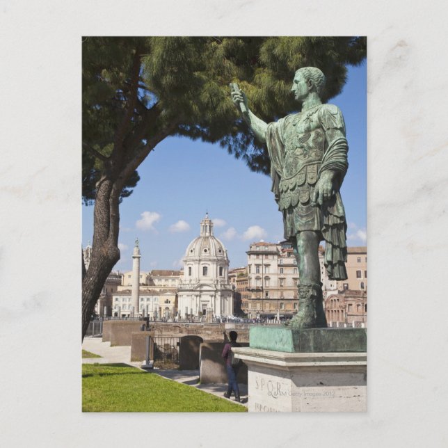 Cartão Postal Roma, Fórum, estátua de Cesar (Frente)
