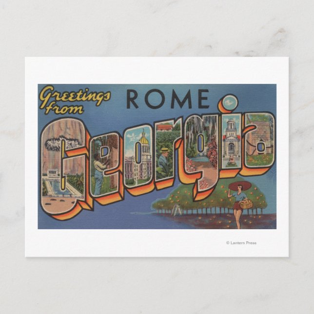 Cartão Postal Roma, GeórgiaGrandes Letras CenasRoma, GA (Frente)