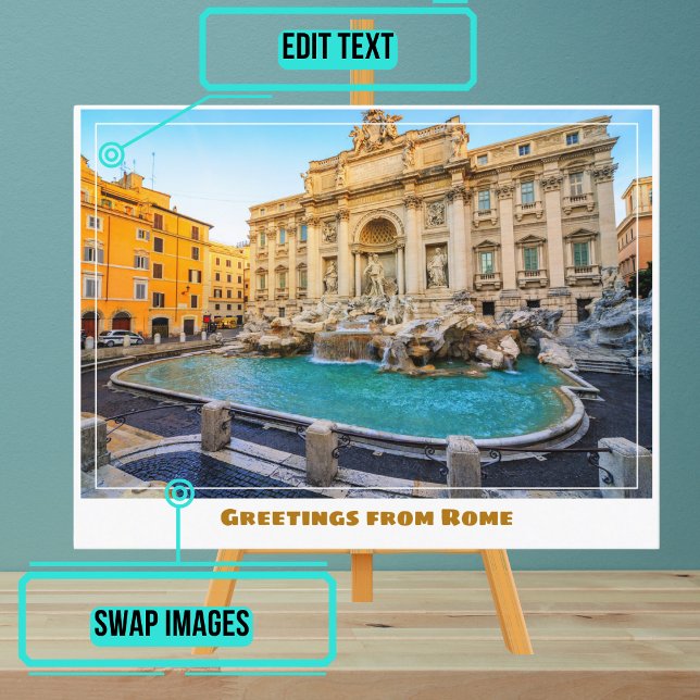 Cartão Postal Roma Itália Apresentando a Fonte Trevi (Instead of buying postcards, use this template to customize text & share your own photo.)