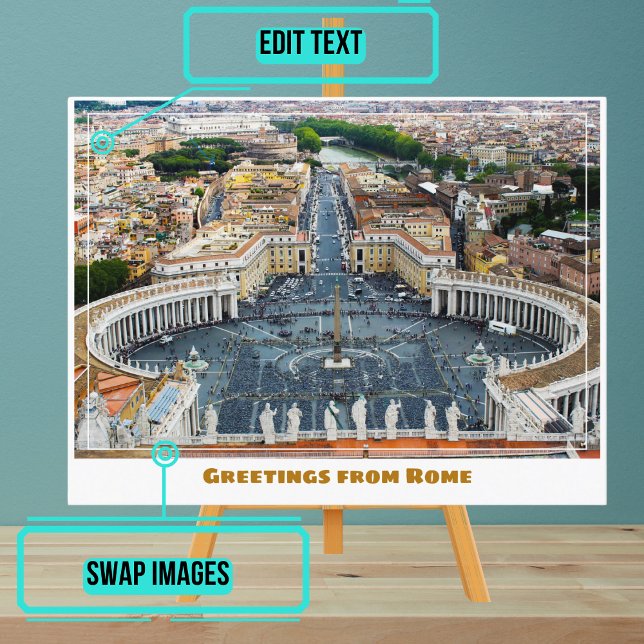 Cartão Postal Roma Itália Apresentando o Vaticano (Instead of buying postcards, use this template to customize text & share your own photo.)