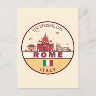 Cartão Postal Roma Itália Cidade Skyline Emblem