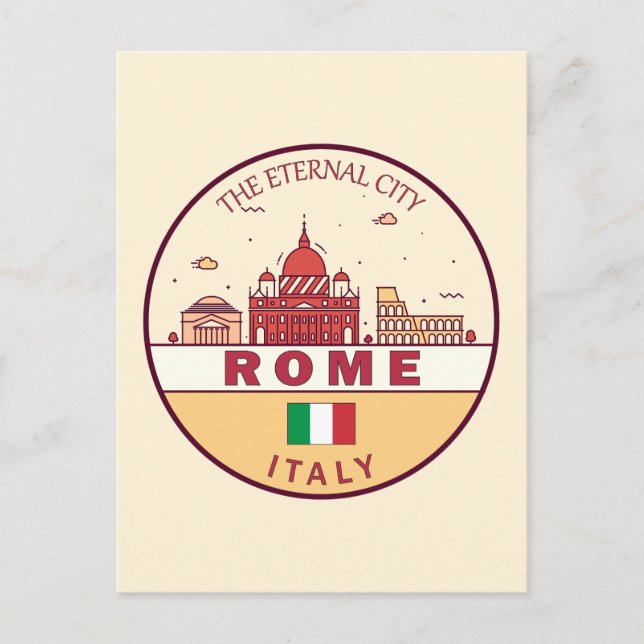 Cartão Postal Roma Itália Cidade Skyline Emblem (Frente)