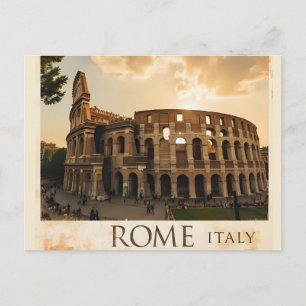 Cartão Postal Roma Itália Coliseu Viagem Arte Vintage
