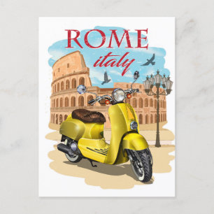 Cartão Postal Roma Itália Coliseu Viagem Arte Vintage cidade