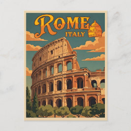 Cartão Postal Roma Itália Coliseu Viagem Vintage