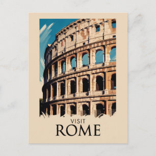 Cartão Postal Roma Itália Colosseum Ilustração Viagem Art