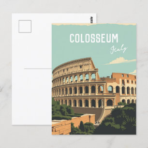 Cartão Postal Roma Itália Colosseum Viagem Art
