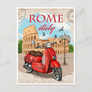 Cartão Postal Roma Itália Colosseum Viagem Art Vintage