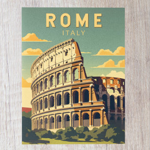 Cartão Postal Roma Itália Colosseum Viagem Art Vintage