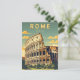 Cartão Postal Roma Itália Colosseum Viagem Art Vintage (Em pé/Frente)