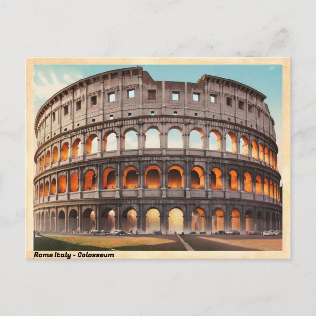 Cartão Postal Roma Itália Colosseum Vintage (Frente)