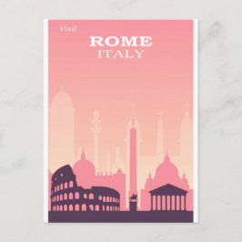 Cartão Postal Roma Itália - Viagens vintage rosa