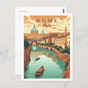 Cartão Postal Roma Itália Vintage Familiar Viagem