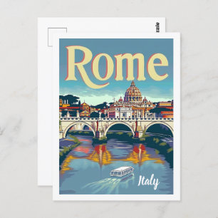 Cartão Postal Roma Itália Vintage Familiar Viagem